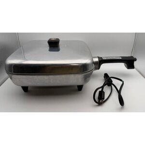 Vintage Hamilton Beach Electric Skillet Model 11F Aluminum Frying Pan with Lid